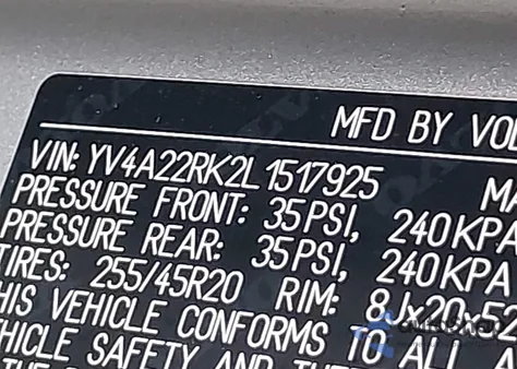 2020 Volvo Xc60 T6 Momentum из США, поврежденный, VIN YV4A22RK2L1517925